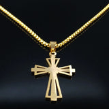 Catholic Cross Necklace Stainless Steel Men Chain Anniversary Gift