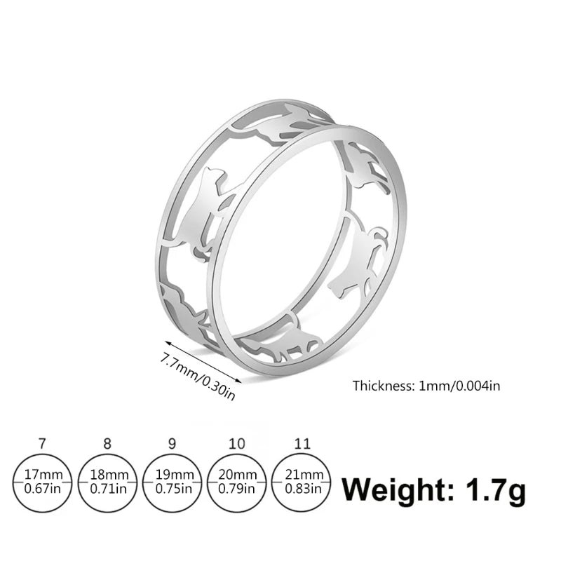 Vintage Gothic Cat Kitten Ring for Women