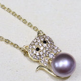Cats Freshwater Pearl Pendant Women's Necklace