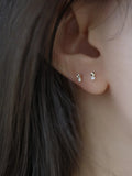 Tiny Silver Plated Zircon Ear Studs