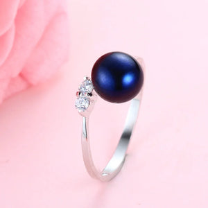 8-9mm Freshwater Pearl Engagement Ring 925 Silver AAA Crystal High Luste