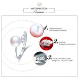 8-9mm Freshwater Pearl Engagement Ring 925 Silver AAA Crystal High Luste