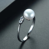 8-9mm Freshwater Pearl Engagement Ring 925 Silver AAA Crystal High Luste