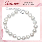 Cauuev Natural Freshwater Baroque Pearl Bracelet 925 Sterling Silver