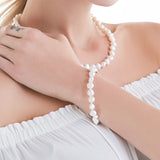 Cauuev Natural Freshwater Baroque Pearl Bracelet 925 Sterling Silver