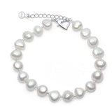 Cauuev Natural Freshwater Baroque Pearl Bracelet 925 Sterling Silver