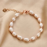 Cauuev Pearl Bracelet with Zircon Ball for Women