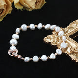 Cauuev High Natural Freshwater Pearl Bracelet with Rose Heart Clasp