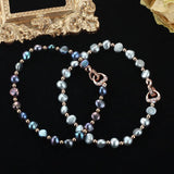 Cauuev High Natural Freshwater Pearl Bracelet with Rose Heart Clasp