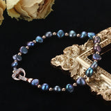 Cauuev High Natural Freshwater Pearl Bracelet with Rose Heart Clasp