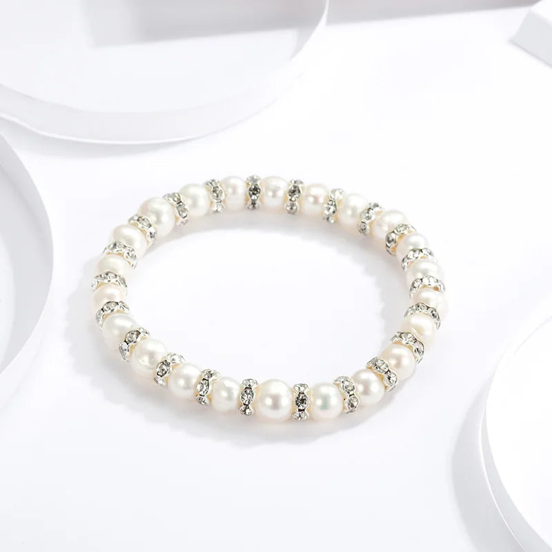 Cauuev Baroque Pearl Bracelets Vintage Elastic Jewelry Women