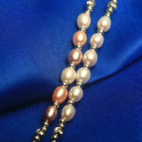 Cauuev Freshwater Pearl Bracelet Tube 6mm Rice Pearl Adjust Bangle