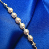 Cauuev Freshwater Pearl Bracelet Tube 6mm Rice Pearl Adjust Bangle