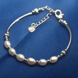 Cauuev Freshwater Pearl Bracelet Tube 6mm Rice Pearl Adjust Bangle