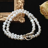 Cauuev Freshwater Pearl Necklace 14K Filled Clavicle Jewelry 6-7mm Pearls