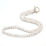 Cauuev Freshwater Pearl Necklace 14K Filled Clavicle Jewelry 6-7mm Pearls