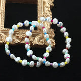 Cauuev Freshwater Pearl Bracelet Elastic Charm Bracelet for Girls