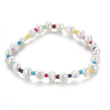 Cauuev Freshwater Pearl Bracelet Elastic Charm Bracelet for Girls