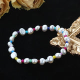 Cauuev Freshwater Pearl Bracelet Elastic Charm Bracelet for Girls
