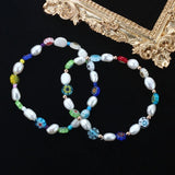 Cauuev Freshwater Pearl Bracelet Elastic Charm Girl