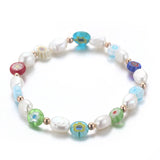 Cauuev Freshwater Pearl Bracelet Elastic Charm Girl