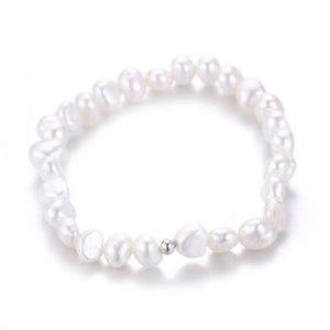Natural Freshwater Pearl Bracelet 925 Silver Jewelry
