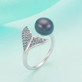 Natural Freshwater Pearl Wedding Ring 925 Sterling Silver Women Engagement Ring