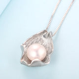 Natural Freshwater Pearl 925 Silver Pendant Necklace Women Jewelry