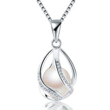 100% Natural Freshwater Pearl 925 Sterling Silver Pendant Necklace