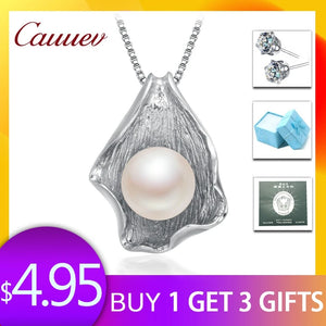 Natural Freshwater Pearl 925 Silver Pendant Necklace Women Jewelry