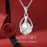 100% Natural Freshwater Pearl 925 Sterling Silver Pendant Necklace