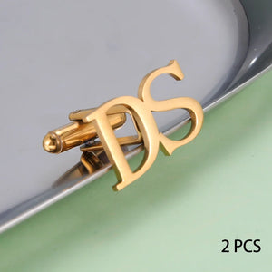 Cazador 2pcs Personalized Name Cufflinks Mens Initials Wedding Groom Jewelry