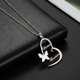 Cazador Butterfly Heart Infinity Pendant Name Necklace for Women