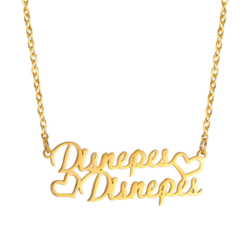 Cazador Heart Double Name Necklace Personalized Stainless Steel Choker
