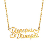 Cazador Heart Double Name Necklace Personalized Stainless Steel Choker