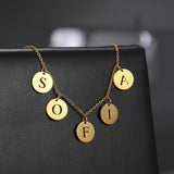 Cazador A-Z Initial Letters Round Pandent Necklace Choker for Women