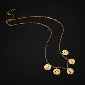 Cazador A-Z Initial Letters Round Pandent Necklace Choker for Women