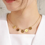 Cazador A-Z Initial Letters Round Pandent Necklace Choker for Women