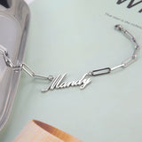 Cazador Name Bracelet Stainless Steel Paper Clip Chain for Women