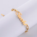 Cazador Name Bracelet Stainless Steel Paper Clip Chain for Women
