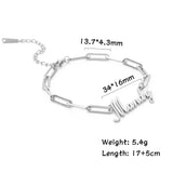Cazador Name Bracelet Stainless Steel Paper Clip Chain for Women