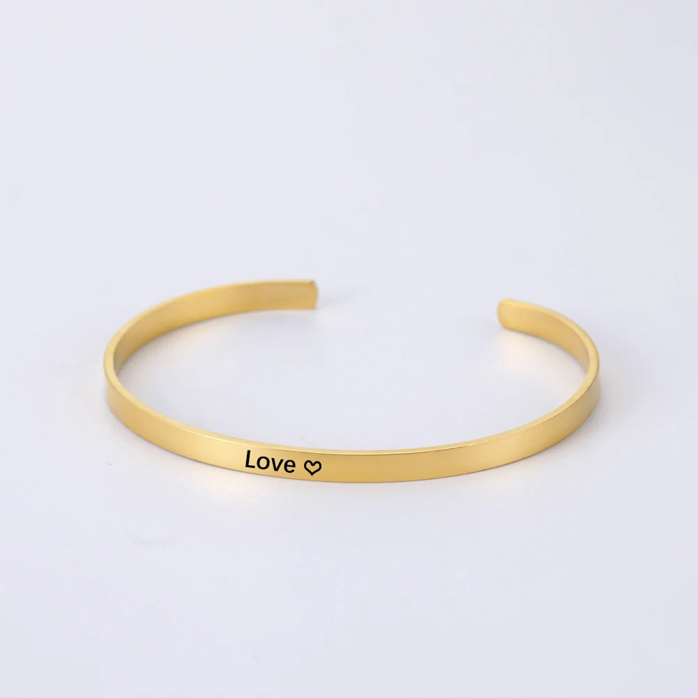 Cazador Name Letter Bracelet 316L Stainless Steel Engraved Cuff Bangle