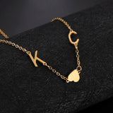 Sideways Initial Letter Necklace Stainless Steel A-Z Alphabet Personalized Gift