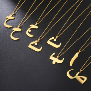 Cazador 28 Arabic Letter Necklace Stainless Steel Pendant Choker Jewelry