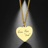 Cazador Heart Pendant Handwriting Necklace Personalized Stainless Steel Gift