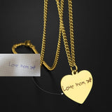 Cazador Heart Pendant Handwriting Necklace Personalized Stainless Steel Gift