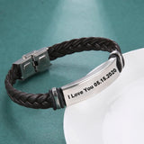 Cazador Personalized Leather Engraved Bracelet Men's Bangle