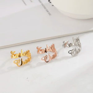 Cazador Stackable Stainless Steel Name Ring for Women