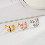 Cazador Stackable Stainless Steel Name Ring for Women