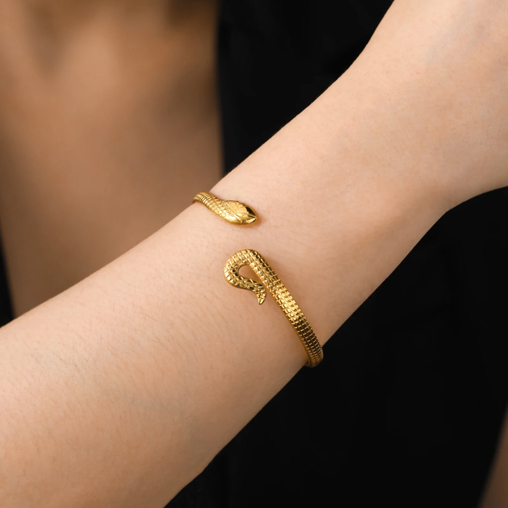 Cazador Punk Snake Bracelet Adjustable Cuff Bangle for Women